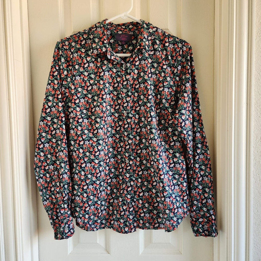 J. Crew Made with Liberty Fabrics Slim Perfect Shirt In Liberty Sarah Floral 6‎